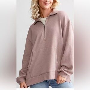 Z Supply Mauve Half-Zip Sweatshirt
